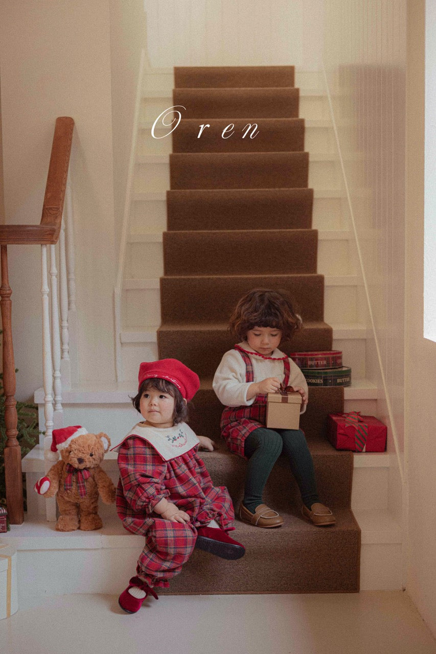 韓國童裝 25秋冬 | OR25505 聖誕款 Eve Check Baby Suit