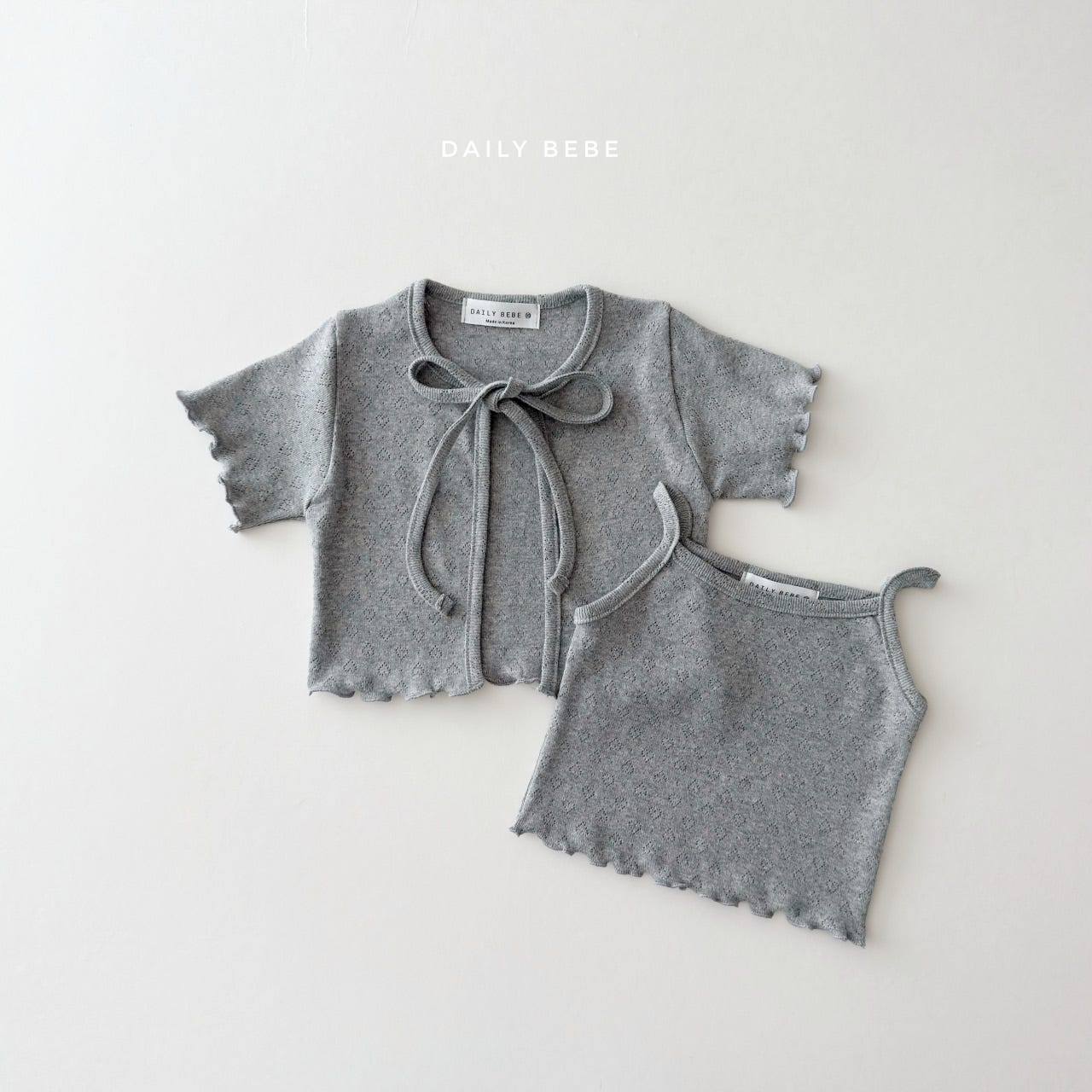 韓國童裝 26夏| DD11 Eyelet Cardigan Set (75-140cm)