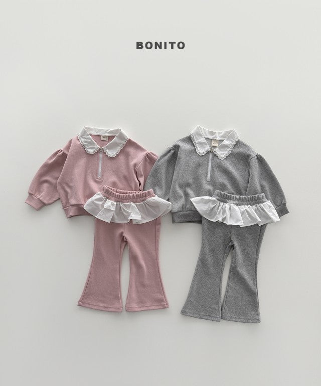 韓國童裝 26秋| BT61 Shirring Collar Zip-up Set 套裝 (80-140)