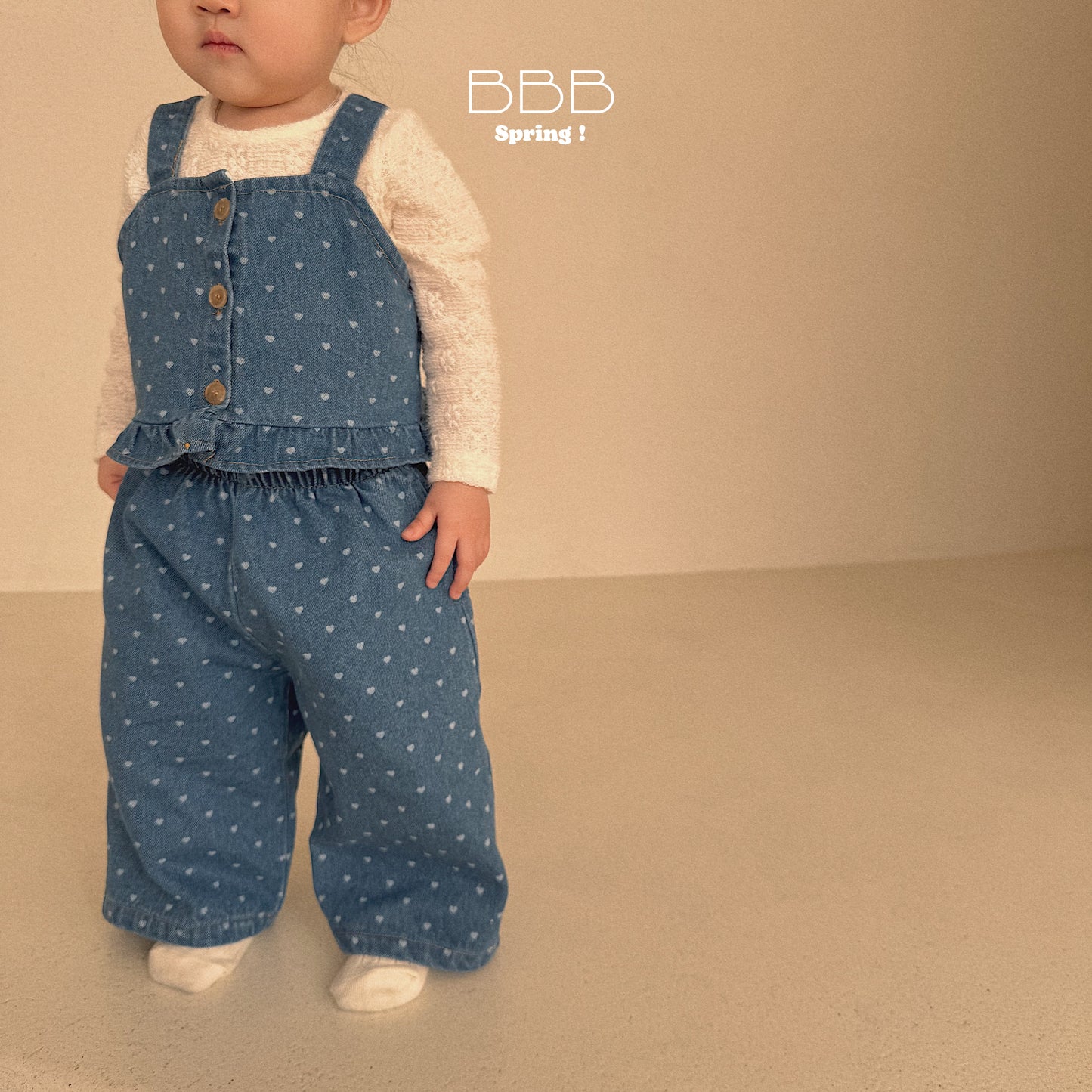 韓國童裝 26春 | BB41 Bebe Dot Dot Denim Pants (70-110cm)
