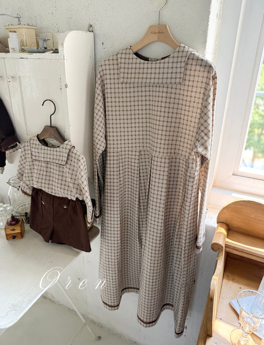 韓國童裝 25秋 | OR25313 Brunette mini check Collection - Mom Dress