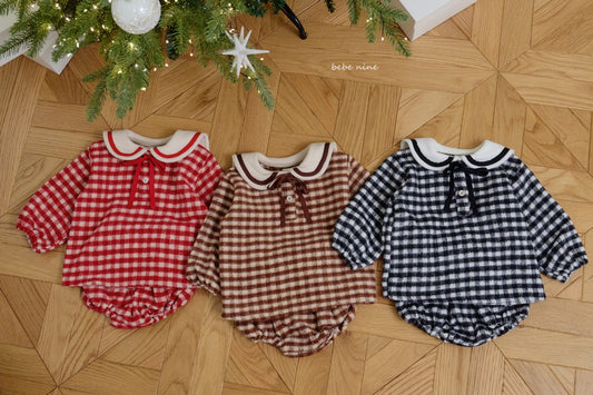 韓國童裝 25秋冬| BN25405 Check Top and Bottom Set