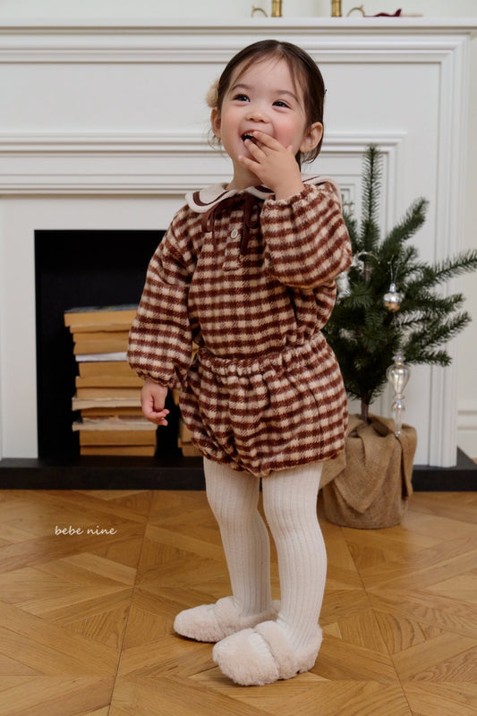 韓國童裝 25秋冬| BN25405 Check Top and Bottom Set