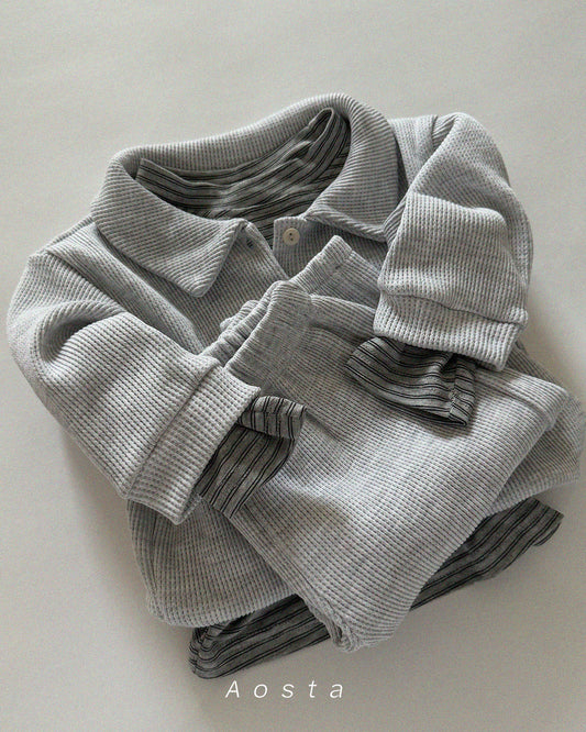 韓國童裝 26春 | AO26135 Waffle Collar Tee