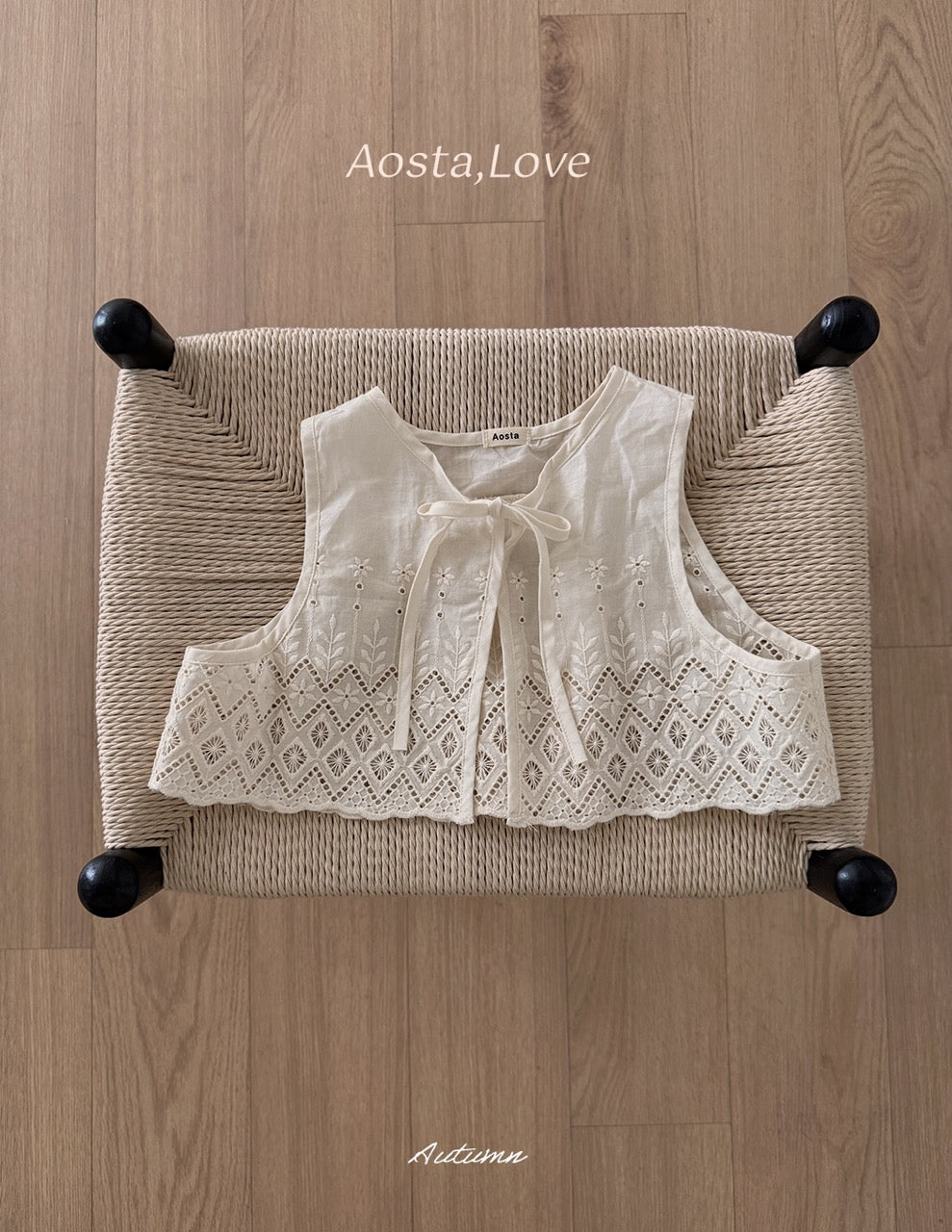 韓國童裝 26秋| AO22 Lace Jenny Open Vest 背心 (FREE)