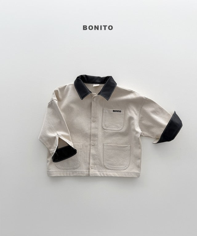 韓國童裝 26秋| BT24 Leather Khaki Jacket 外套 (80-140)