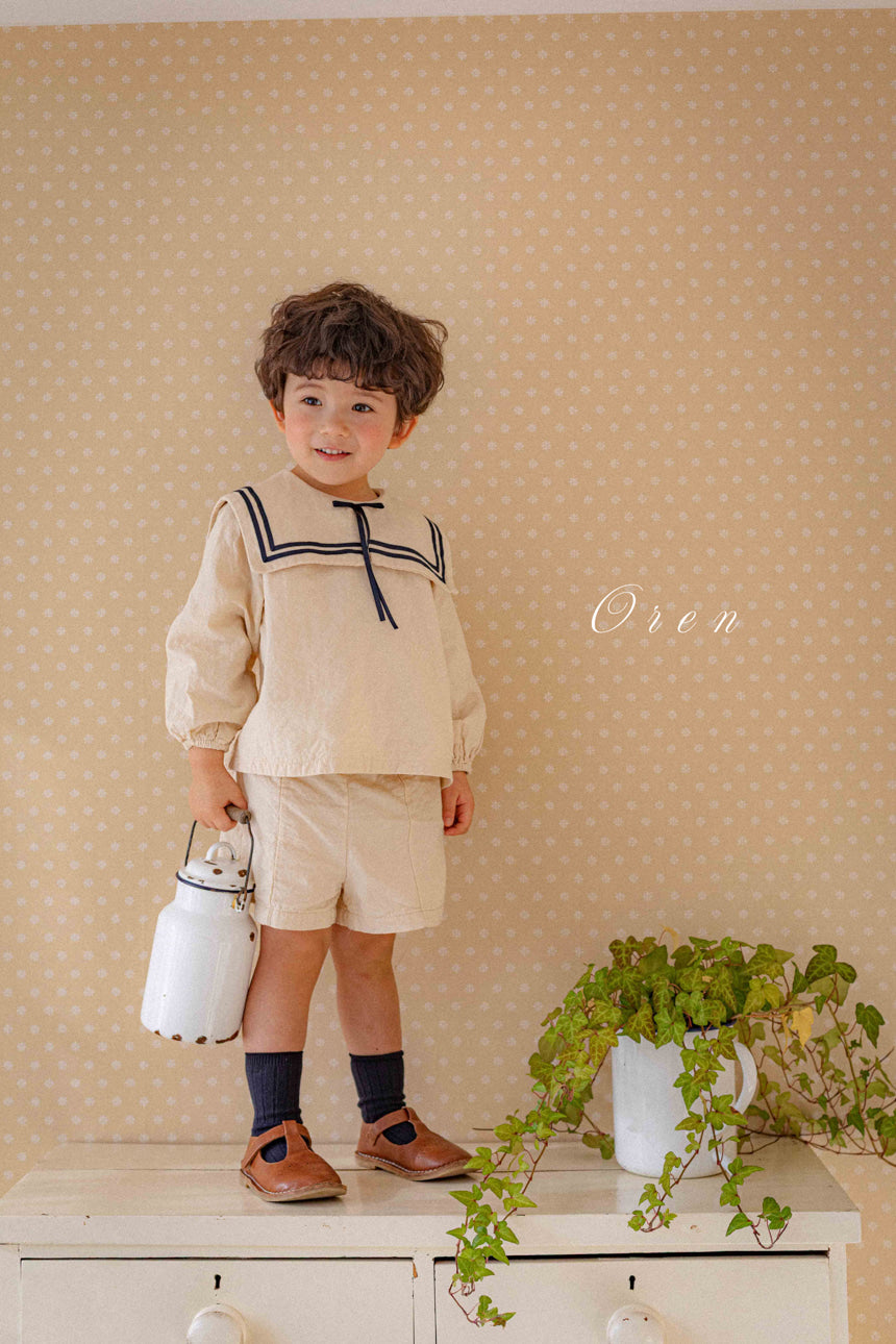 韓國童裝 26春 |  OR61 Milk Sailor Top abd Bottom Set (85~120cm)