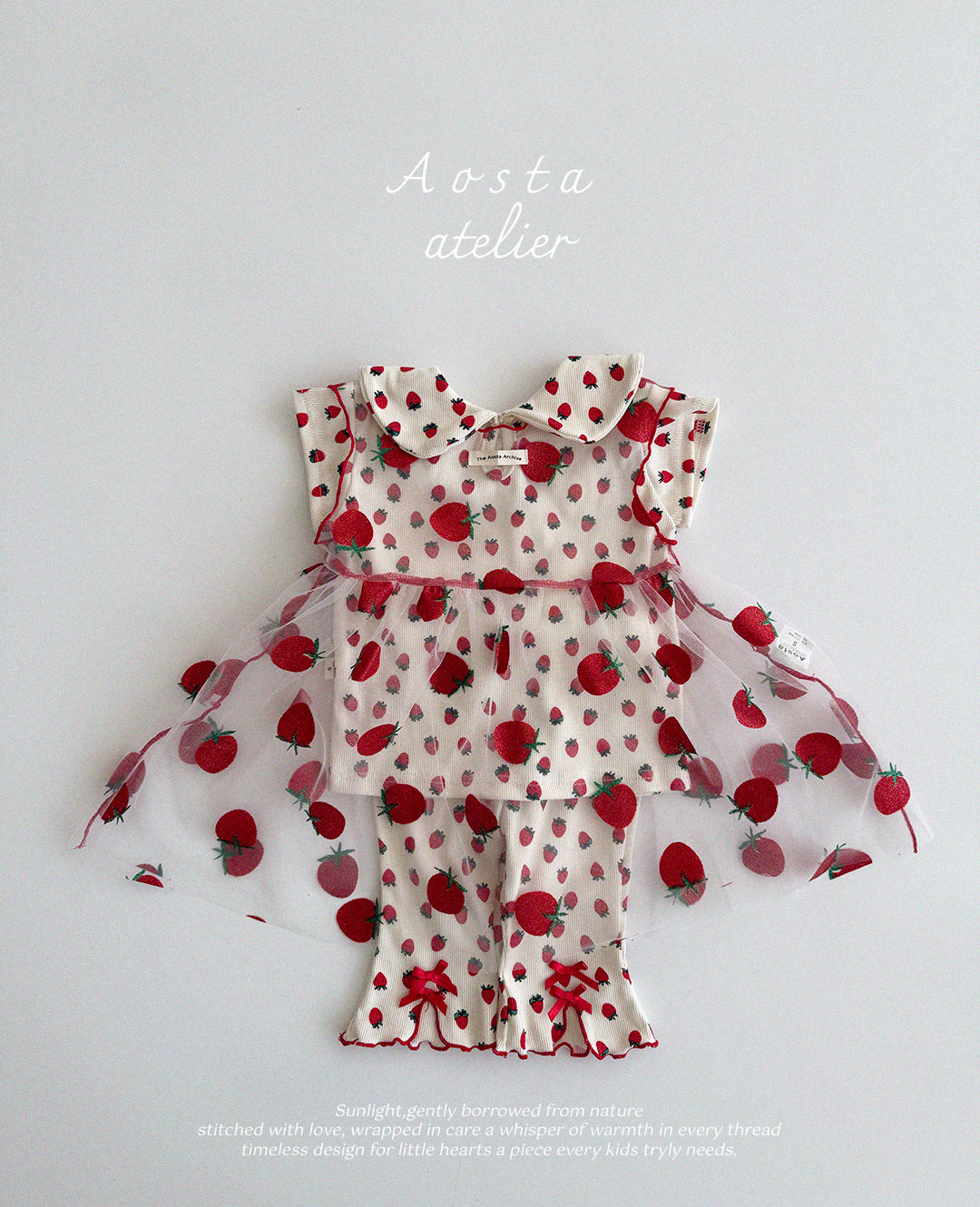 韓國童裝 25夏 | AO25237 LACE STRAWBERRY DRESS