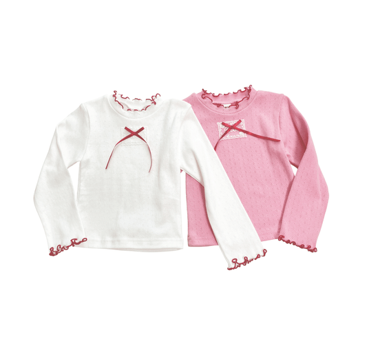 韓國童裝 26春 | SE20 蝴蝶結羅紋T (90~130cm)