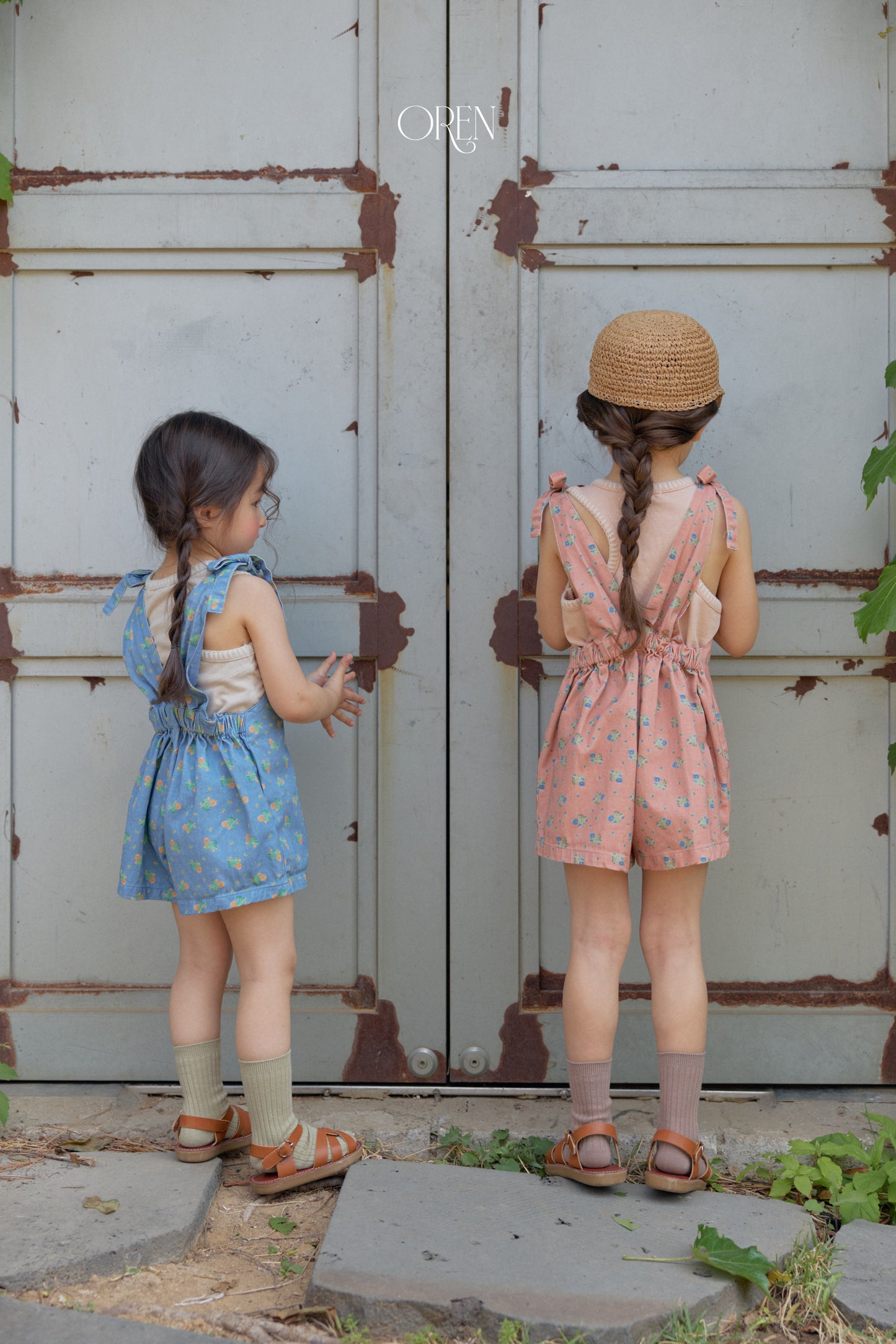 韓國童裝 26夏| OR68 Camellia Jumper Overall 山茶花吊帶褲 (90-120)