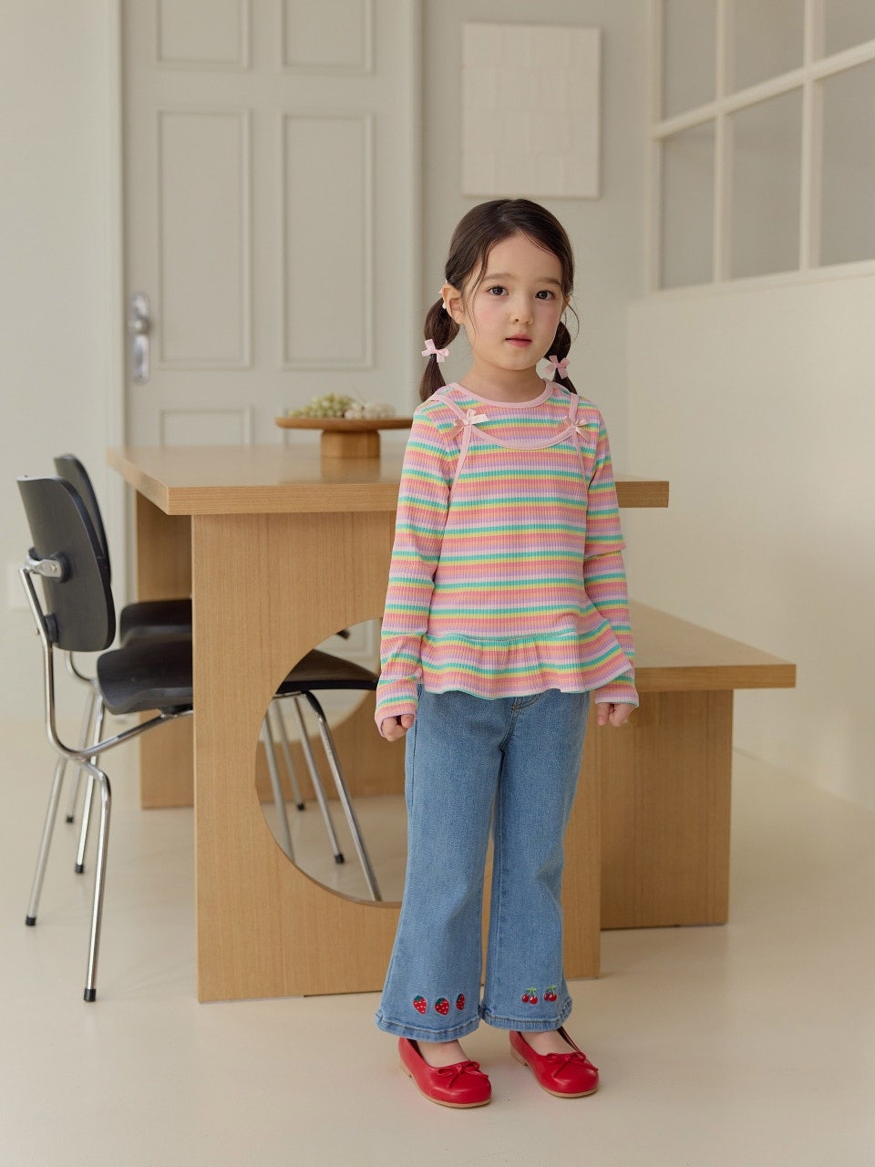 韓國童裝 26春 | DD20 彩虹條紋T (75~140cm)