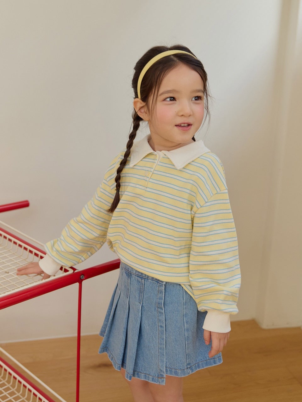 韓國童裝 26春 | DD14 條紋翻領T (75~140cm)
