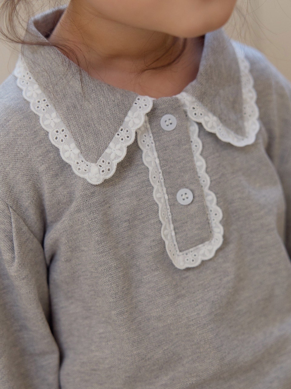 韓國童裝 26春 | DD16 蕾絲翻領T (75~140cm)