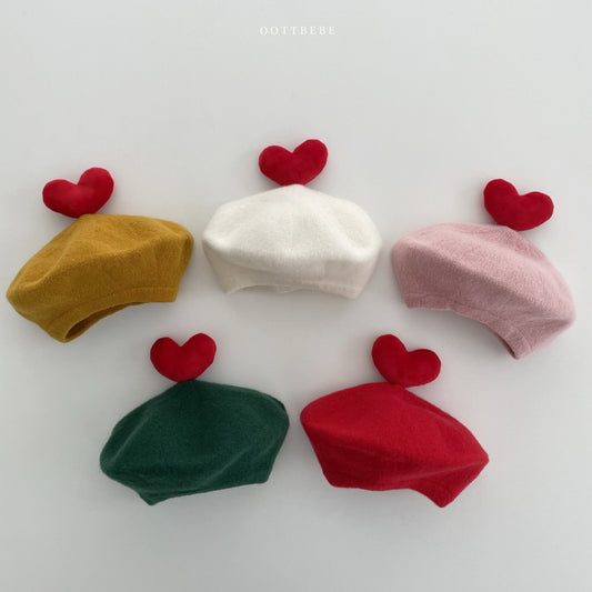 韓國童裝 | OT25374 Heart Beret (Warm Tone)