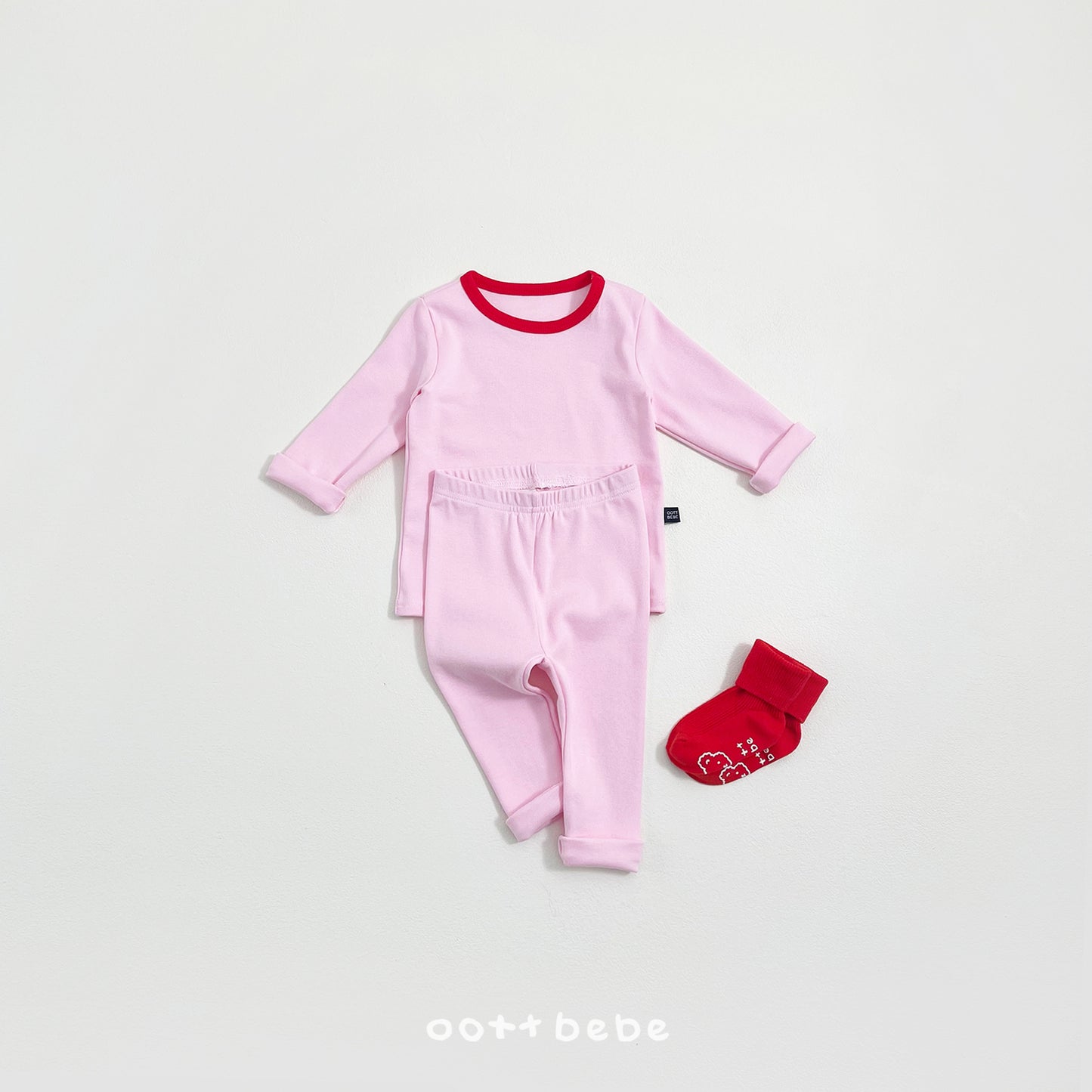 韓國童裝 26SS | OT04 Kids Modal Heart Top and Bottom Set (75-120cm)