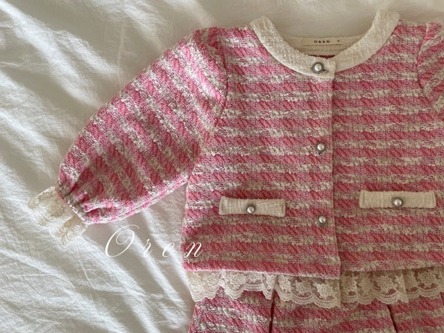 韓國童裝 25秋 | OR25311 Tweed Collection - Girl Top and Bottom Set