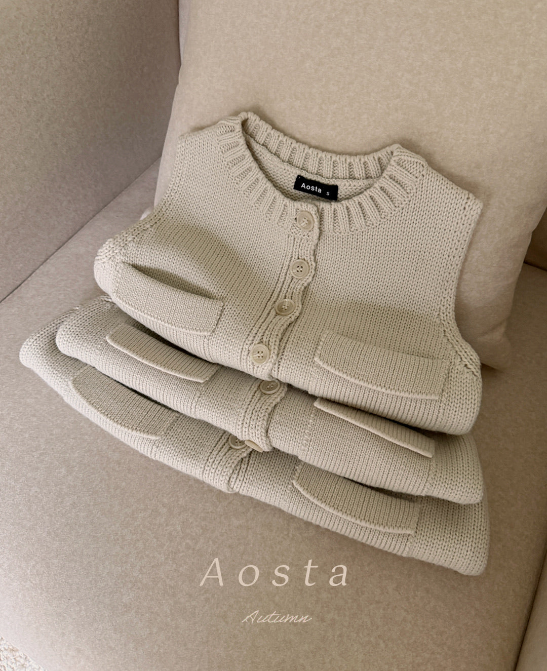 韓國童裝 26秋| AO08 Knit Cookie Vest 背心 (70-110)