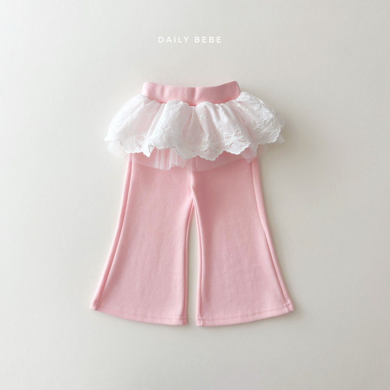 韓國童裝 26春 | DD32 蕾絲微喇叭長褲 (75~140cm)