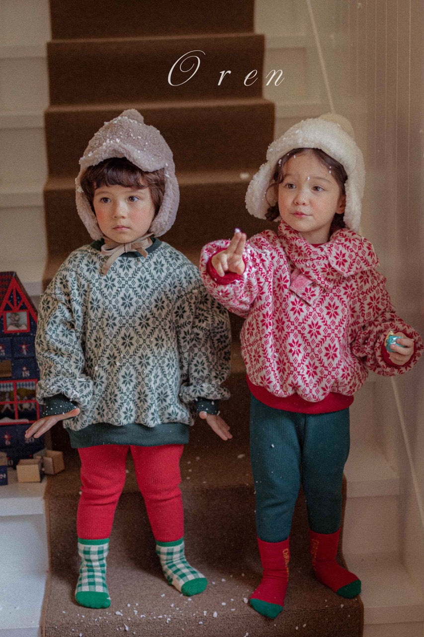 韓國童裝 25秋冬 | OR25509 聖誕款 Christmas Knit with Muffler Set