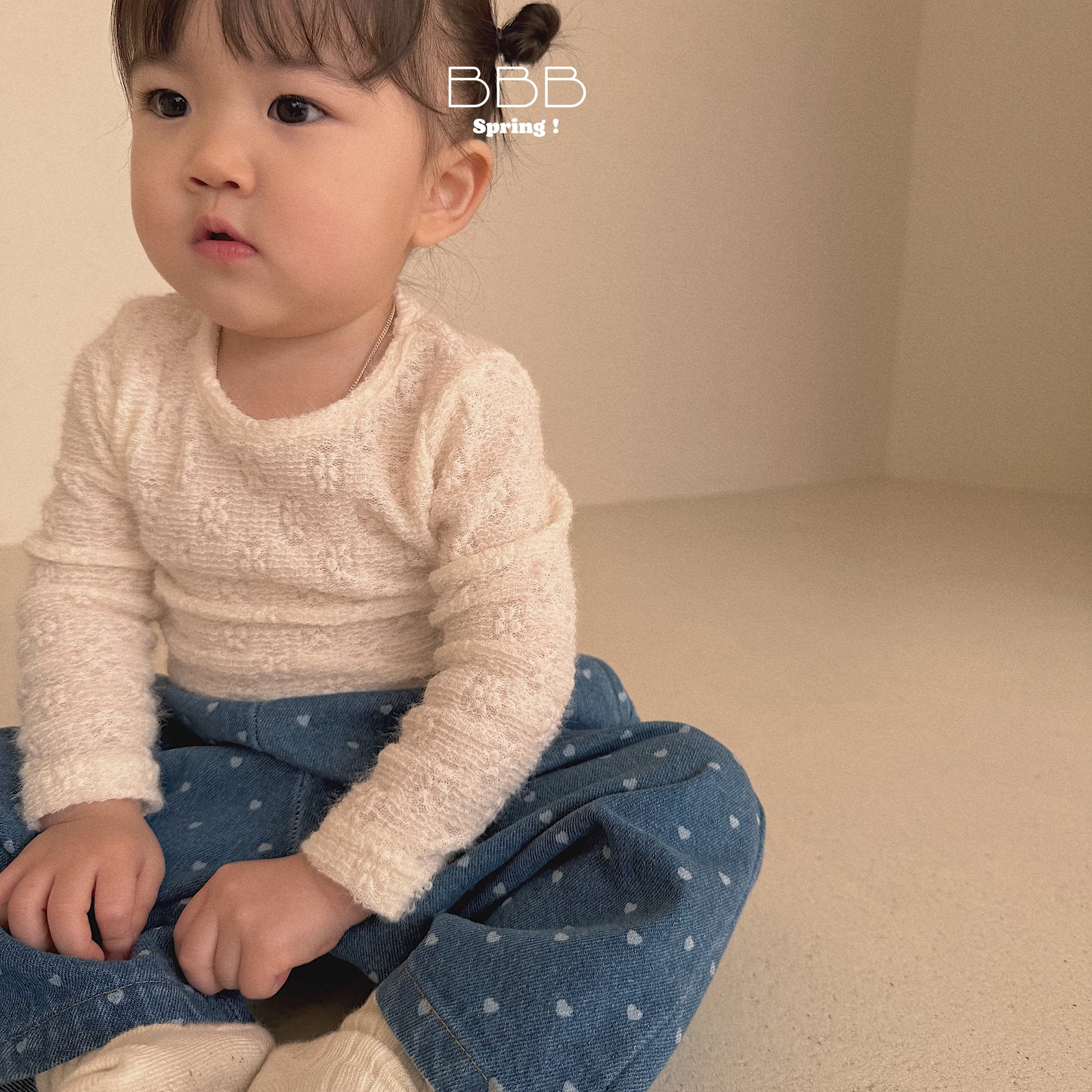 韓國童裝 26春 | BB41 Bebe Dot Dot Denim Pants (70-110cm)