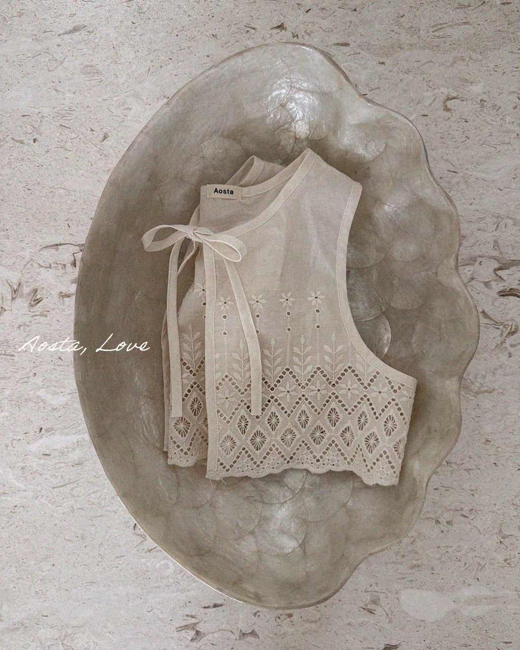 韓國童裝 26秋| AO22 Lace Jenny Open Vest 背心 (FREE)