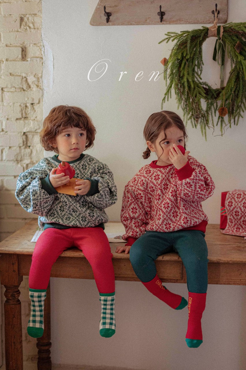 韓國童裝 25秋冬 | OR25509 聖誕款 Christmas Knit with Muffler Set