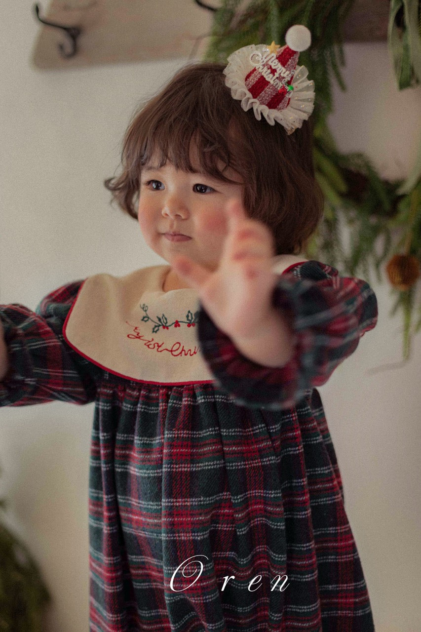 韓國童裝 25秋冬 | OR25505 聖誕款 Eve Check Baby Suit