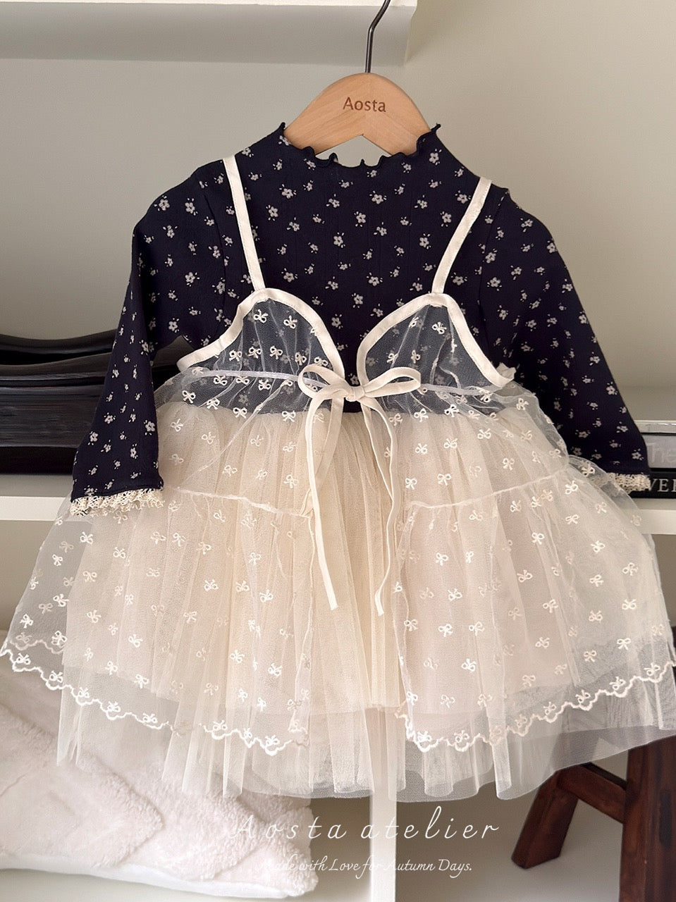 韓國童裝 26秋| AO17 Lace Ribbon Open Dress 連身裙 (FREE)