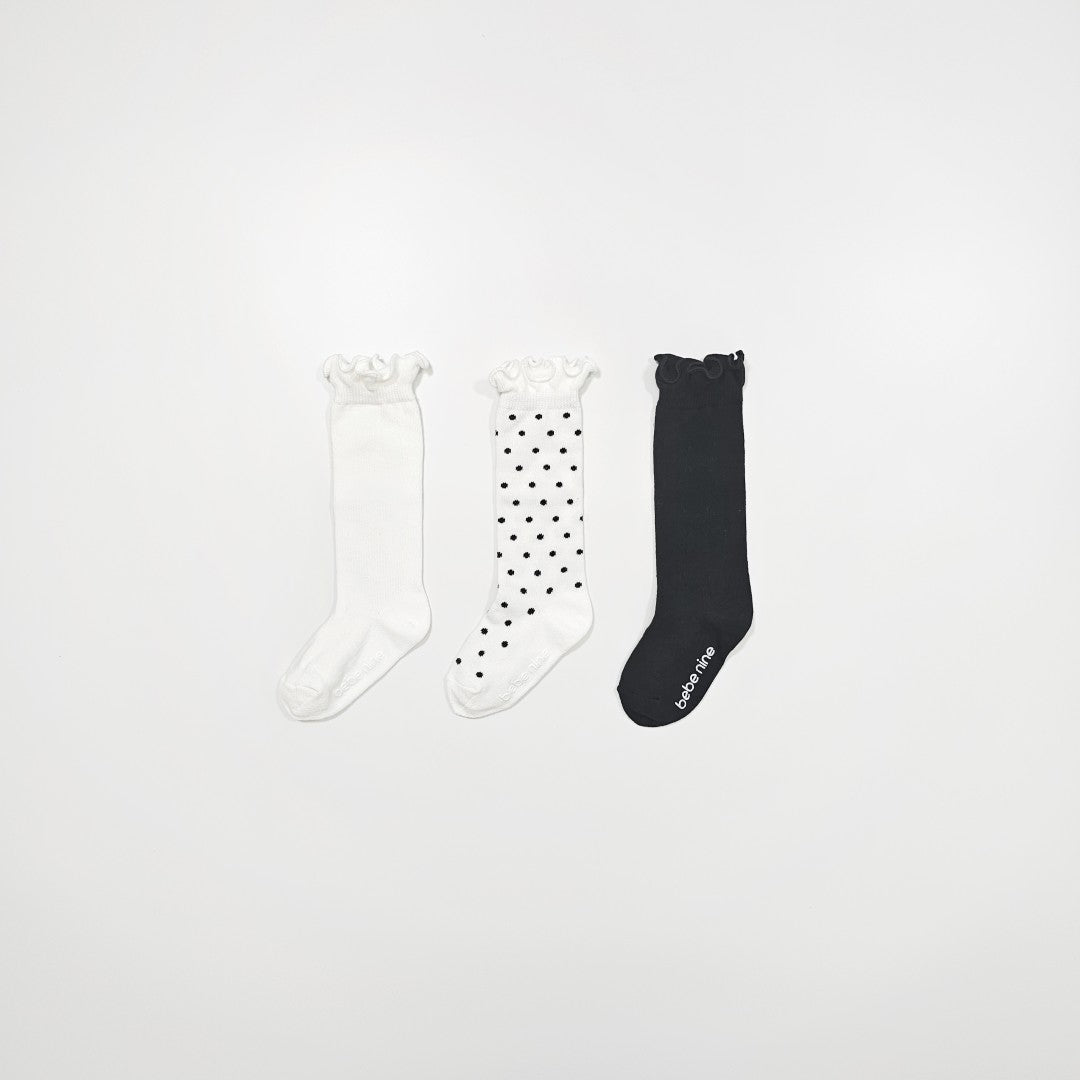 韓國童裝 26秋| BN65 Nine Frill Half Stockings Set 中筒襪(3雙裝) (S-L)