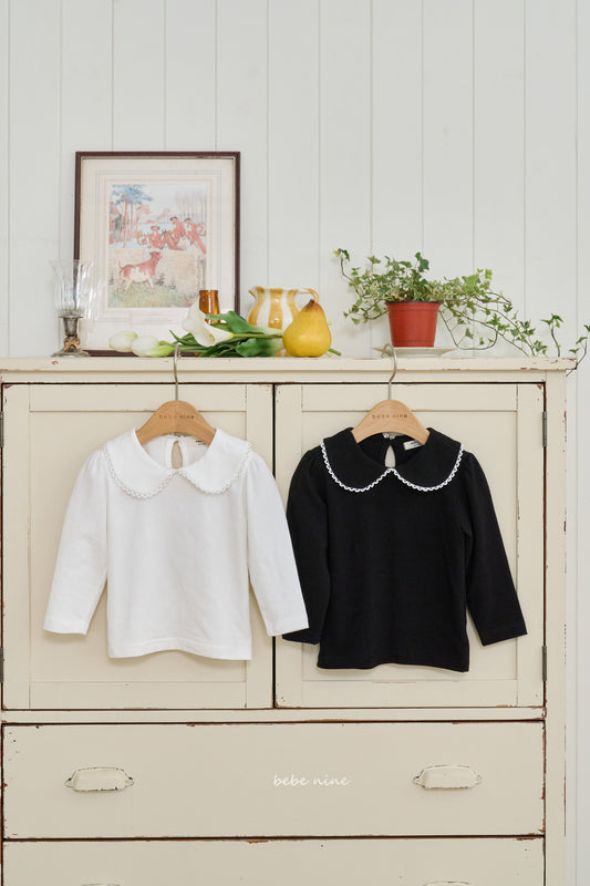 韓國童裝 25秋| BN25338 LACE ROUND COLLAR TEE