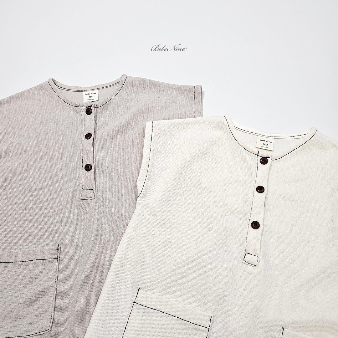 韓國童裝 26夏| BN37 Line Pocket Suit 線條口袋連身衣