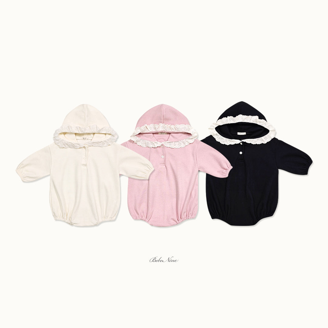 韓國童裝 26秋| BN53 Lace Hood Suit 連帽包屁衣 (12M-24M)