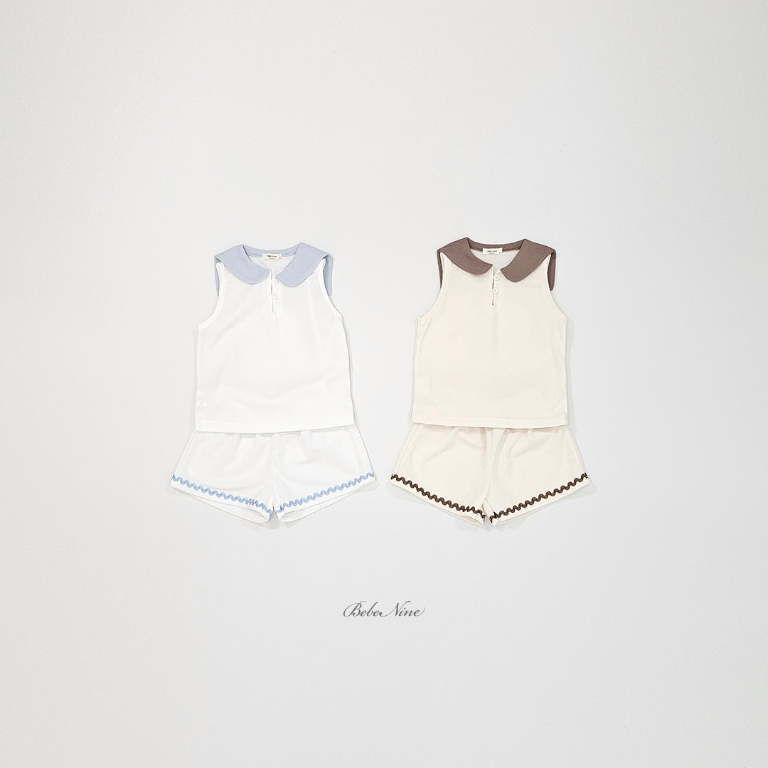 韓國童裝 26夏| BN28 Collar Sleeveless Set 翻領無袖套裝