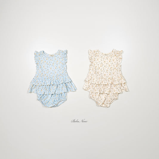 韓國童裝 26夏| BN17 Flower Bloomer Set 碎花燈籠褲套裝