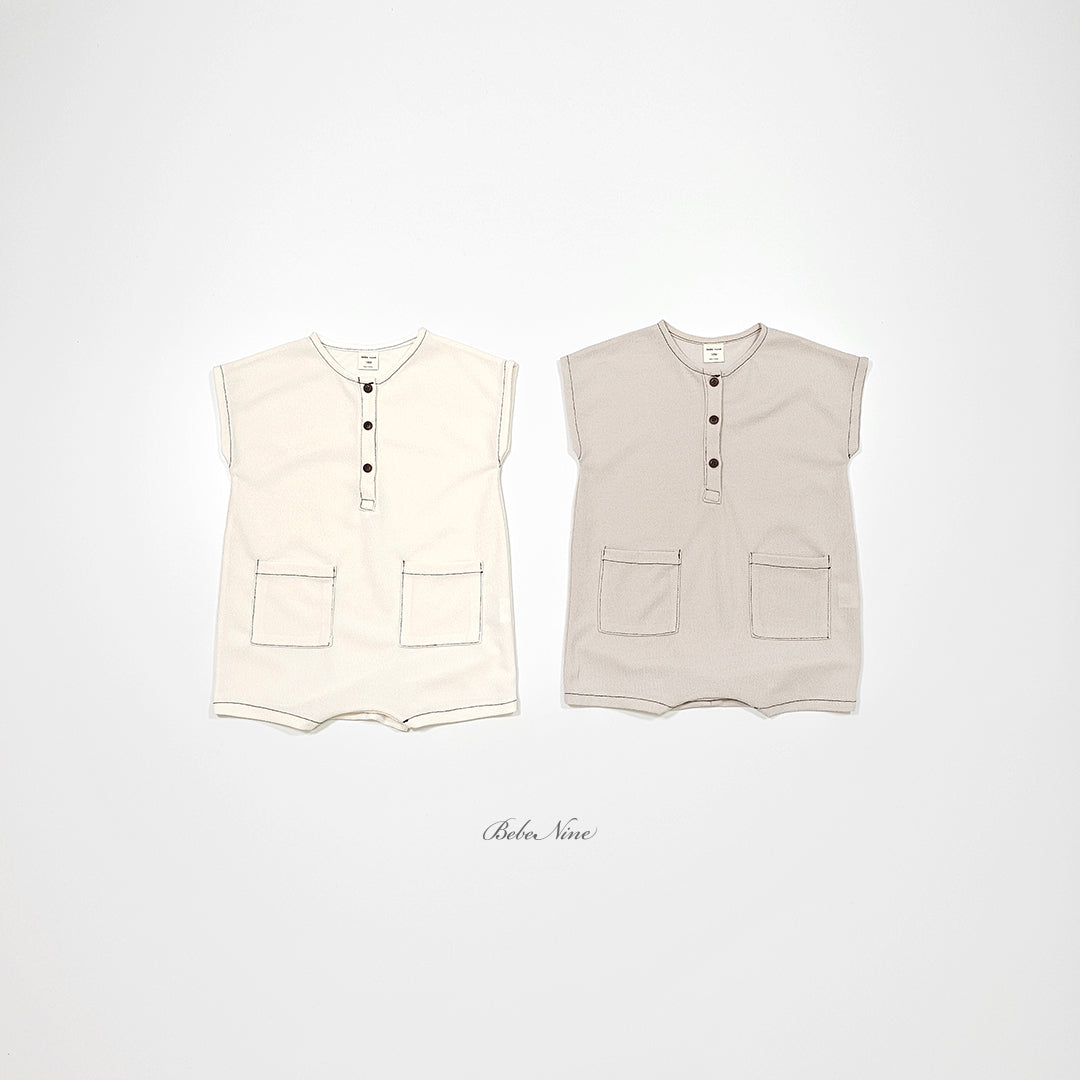 韓國童裝 26夏| BN37 Line Pocket Suit 線條口袋連身衣
