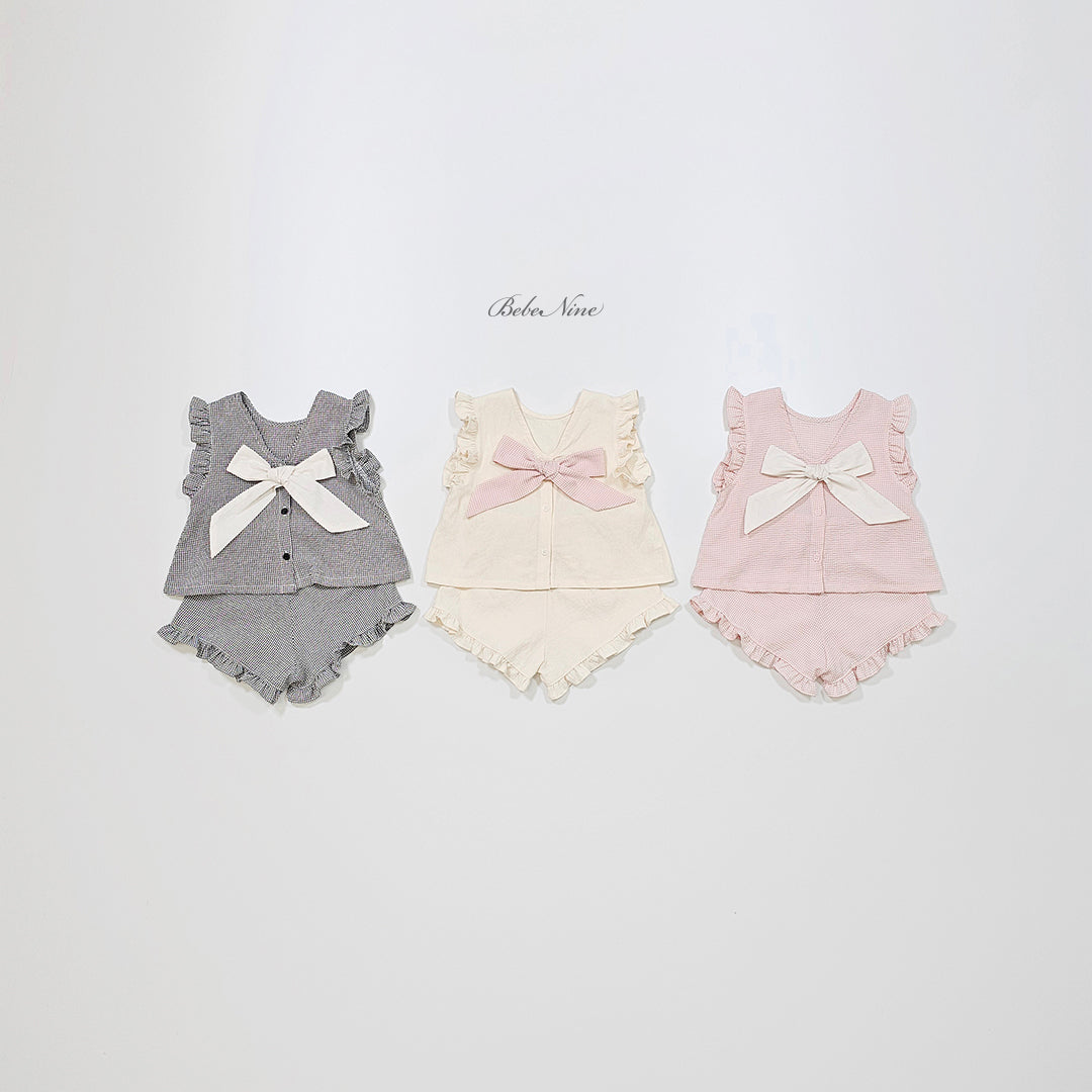 韓國童裝 26夏| BN21 Romantic Ribbon Frill Set 浪漫蝴蝶結荷葉邊套裝