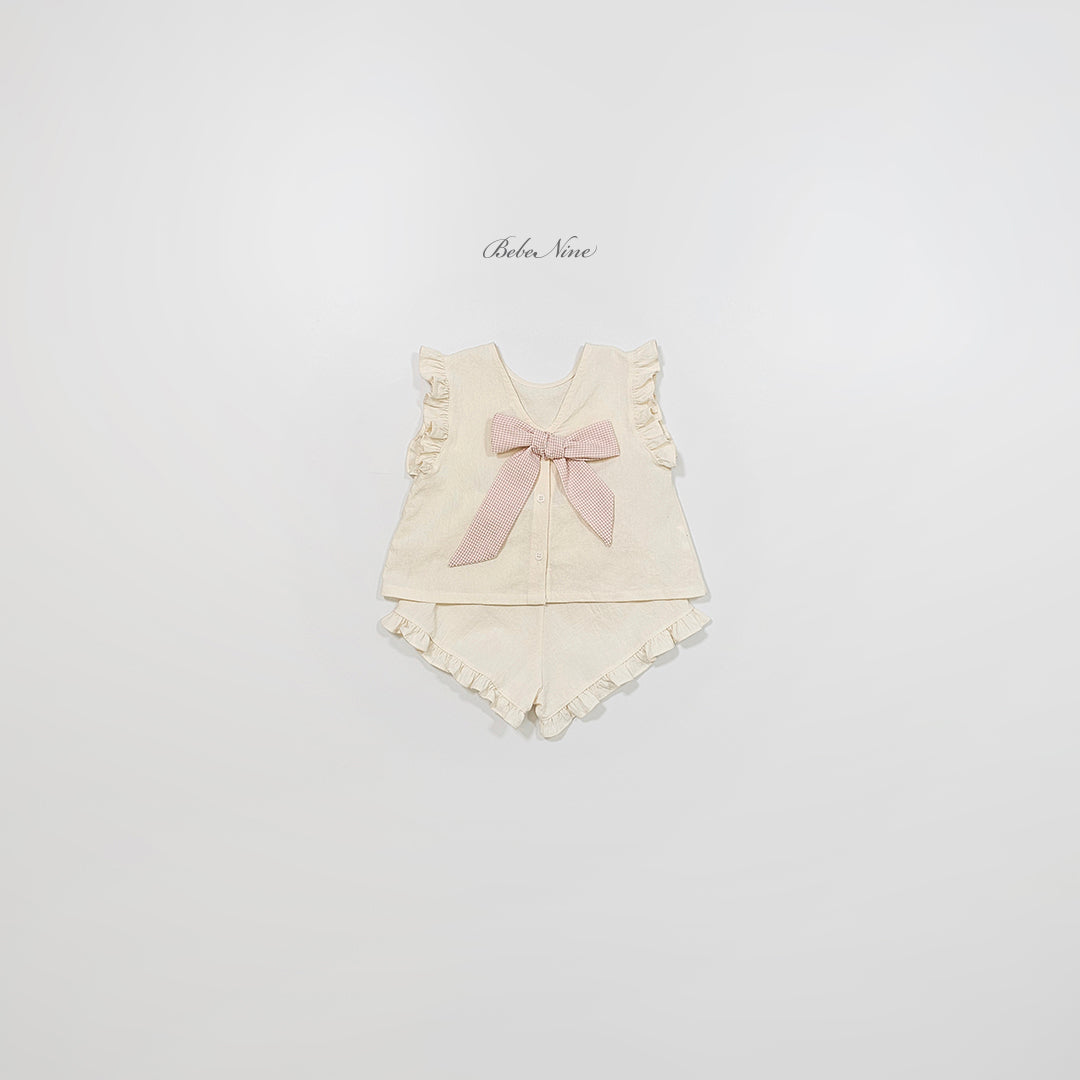 韓國童裝 26夏| BN21 Romantic Ribbon Frill Set 浪漫蝴蝶結荷葉邊套裝