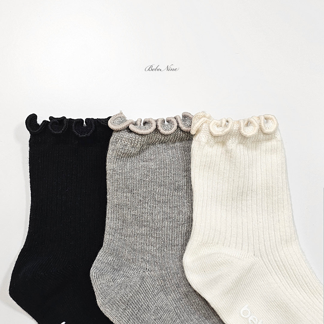 韓國童裝 26秋| BN64 Nine Frill Knee Socks Set 膝上襪(3雙裝) (S-L)