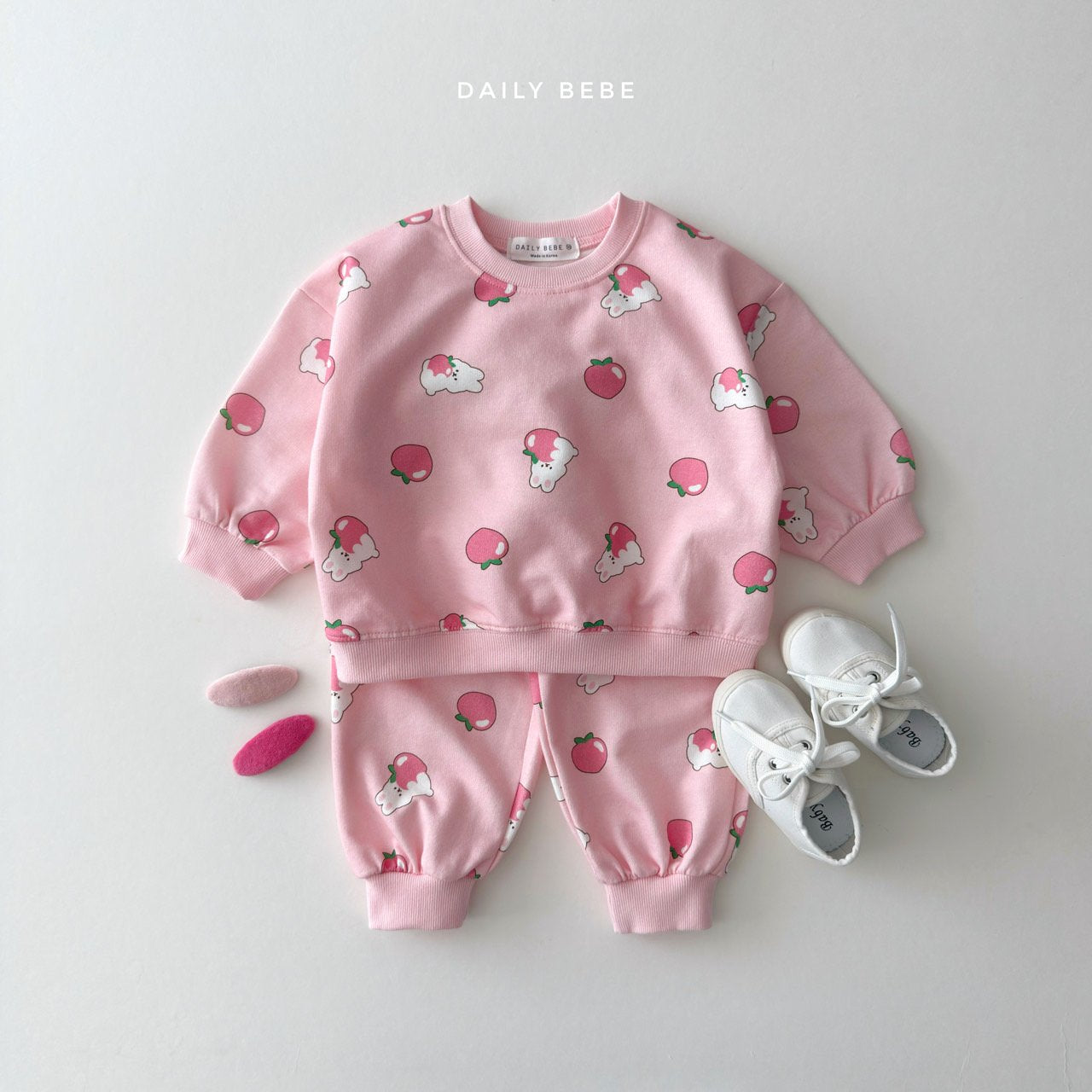 韓國童裝 26春 | DD09 小熊草莓套裝 (75~140cm)