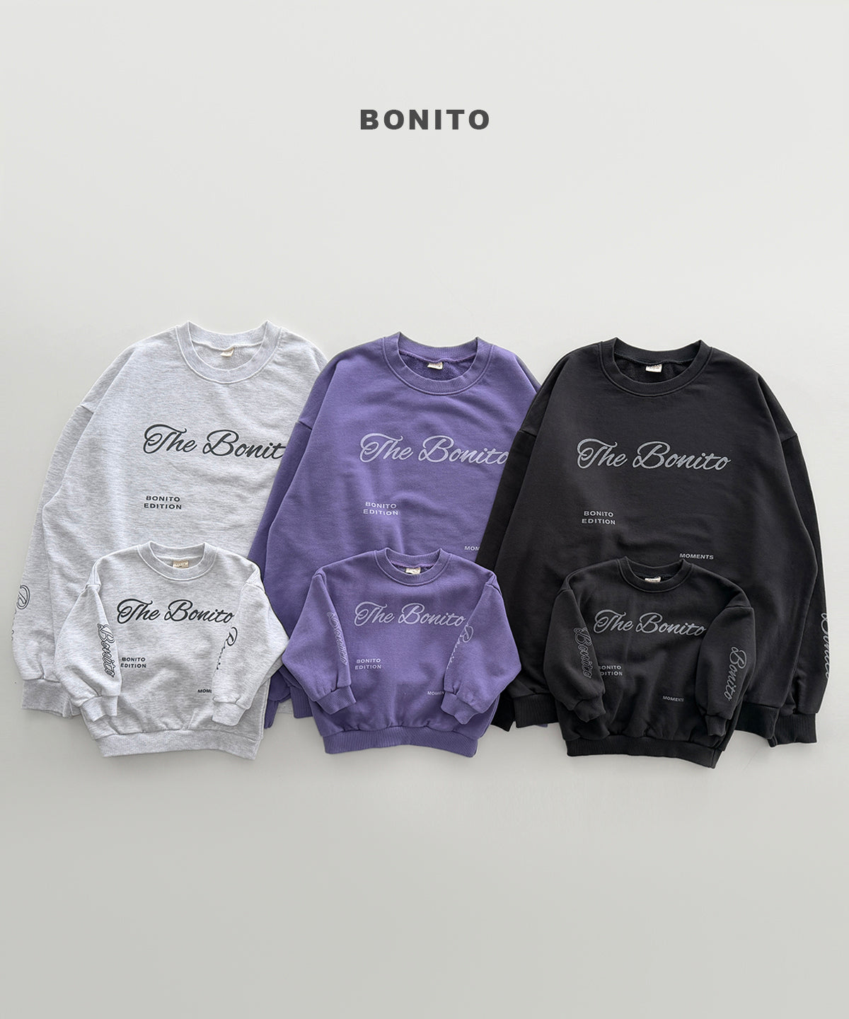 韓國童裝 26秋| BT13 The Bonito Lettering Sweatshirt 衛衣(成人) (Free (55~105))