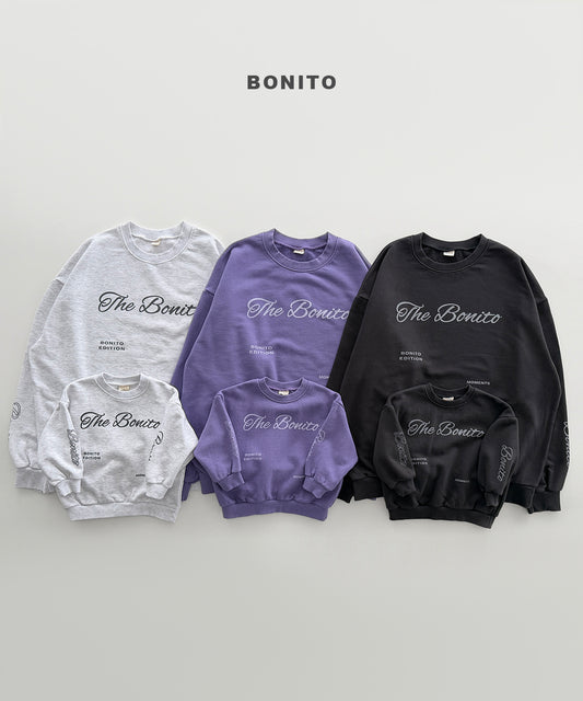 韓國童裝 26秋| BT13 The Bonito Lettering Sweatshirt 衛衣(成人) (Free (55~105))