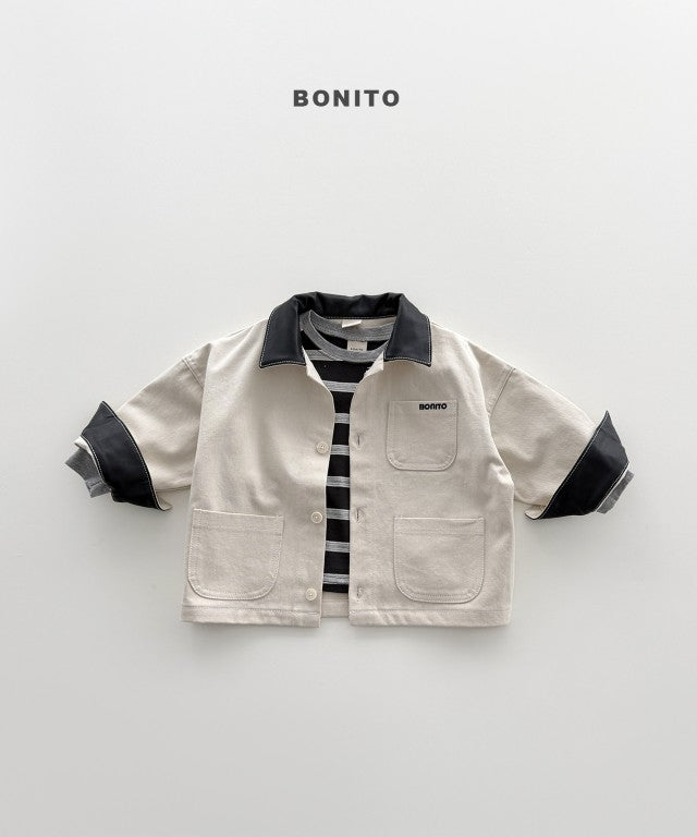 韓國童裝 26秋| BT24 Leather Khaki Jacket 外套 (80-140)