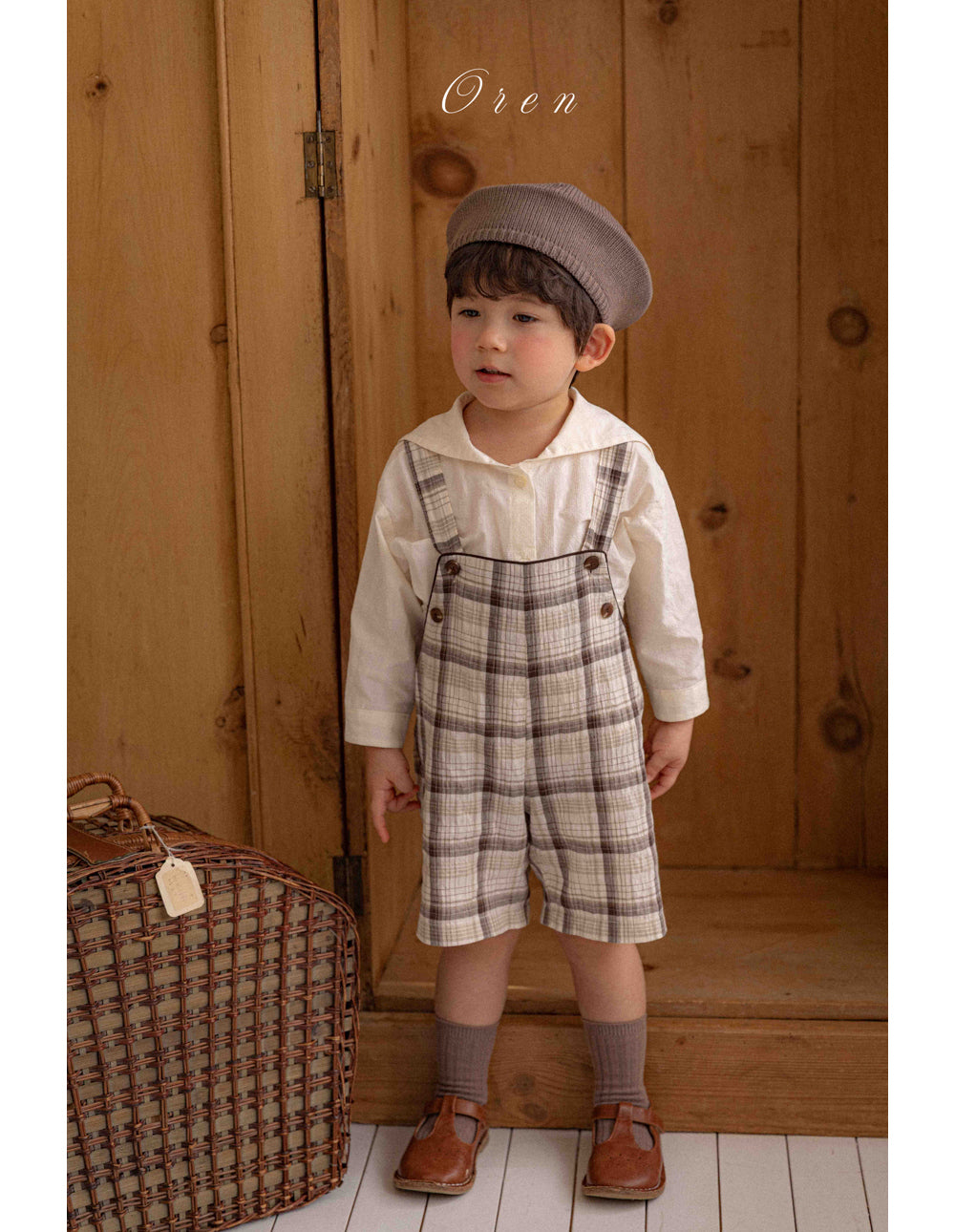 韓國童裝 26春 |  OR77 Check Overall (85~120cm)