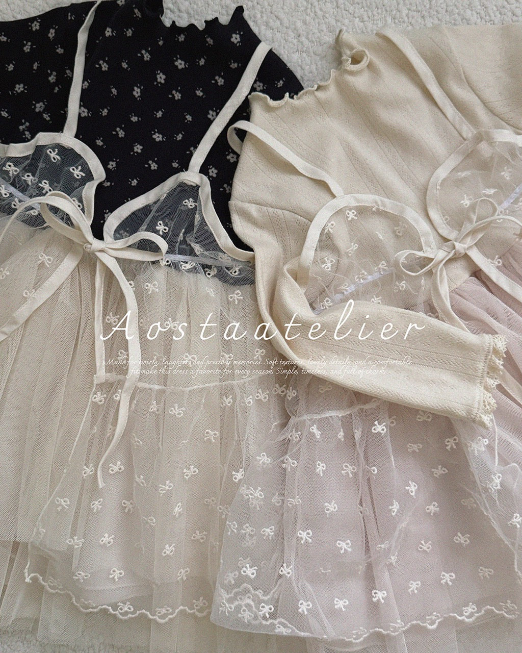 韓國童裝 26秋| AO17 Lace Ribbon Open Dress 連身裙 (FREE)