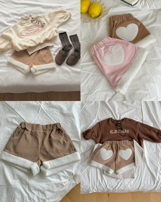 韓國童裝 25秋冬 | NB254018 Heart Short Pants