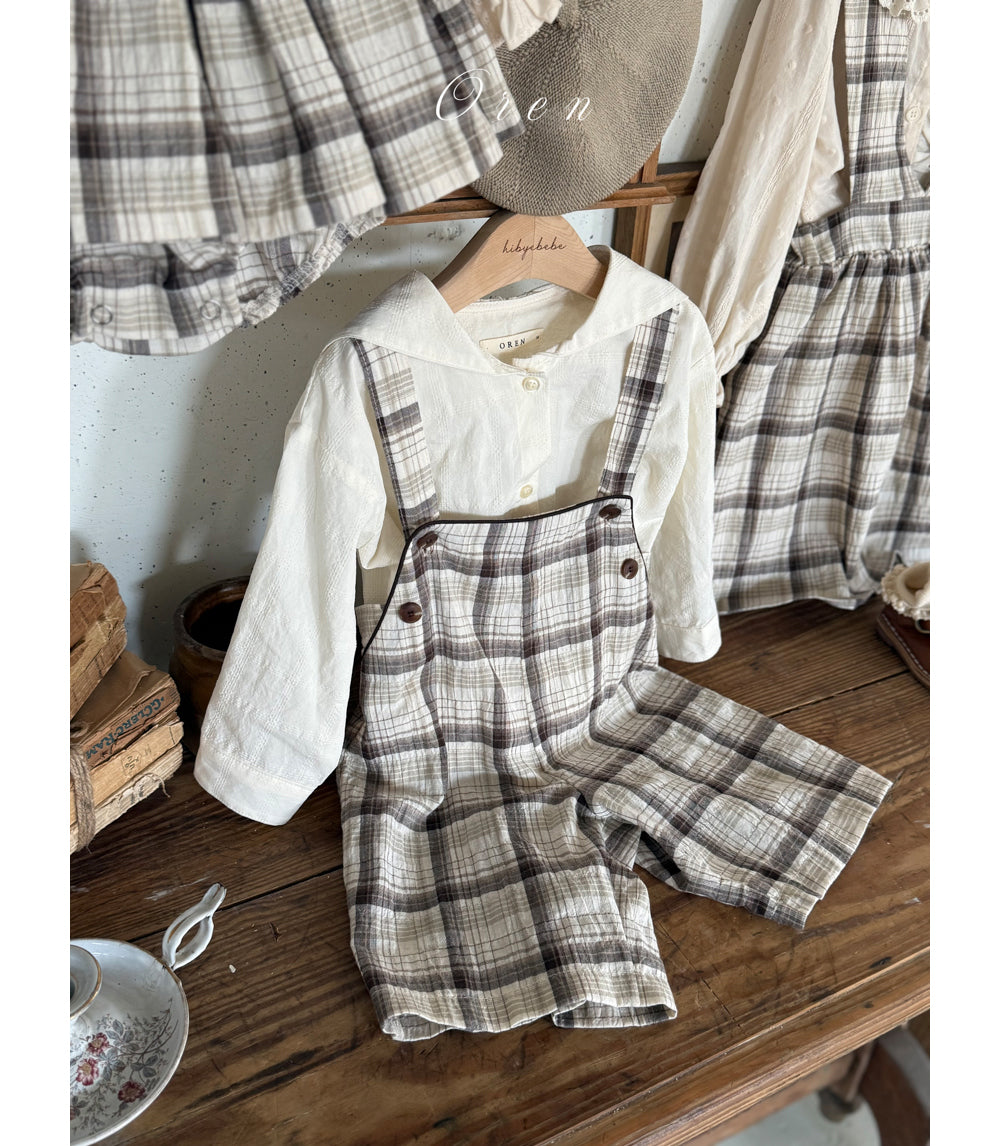 韓國童裝 26春 |  OR77 Check Overall (85~120cm)