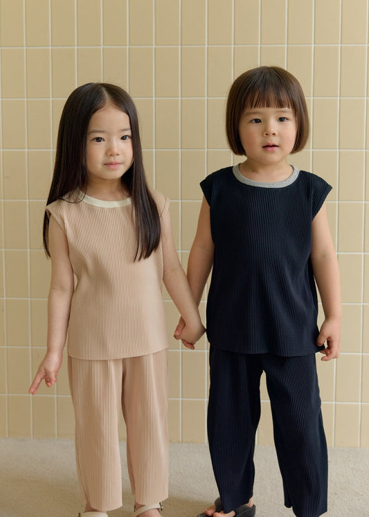 韓國童裝 26夏| DD04 Color Block Pleats Set (75-140cm)