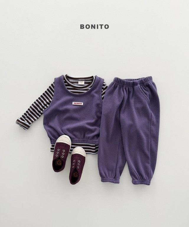 韓國童裝 26秋| BT59 Mini Waffle Vest Pants Set 套裝 (80-140)