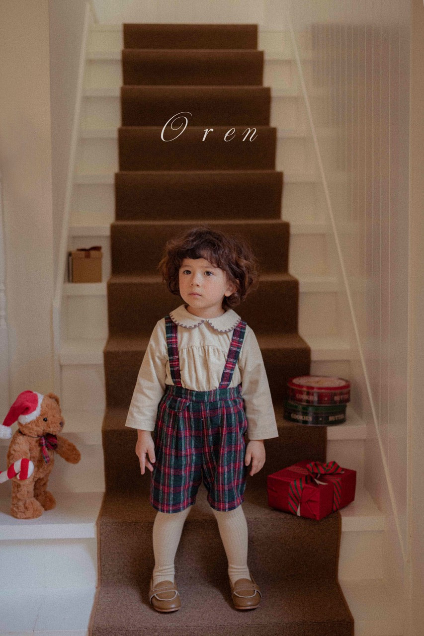 韓國童裝 25秋冬 | OR25505 聖誕款 Eve Check Melange Pants