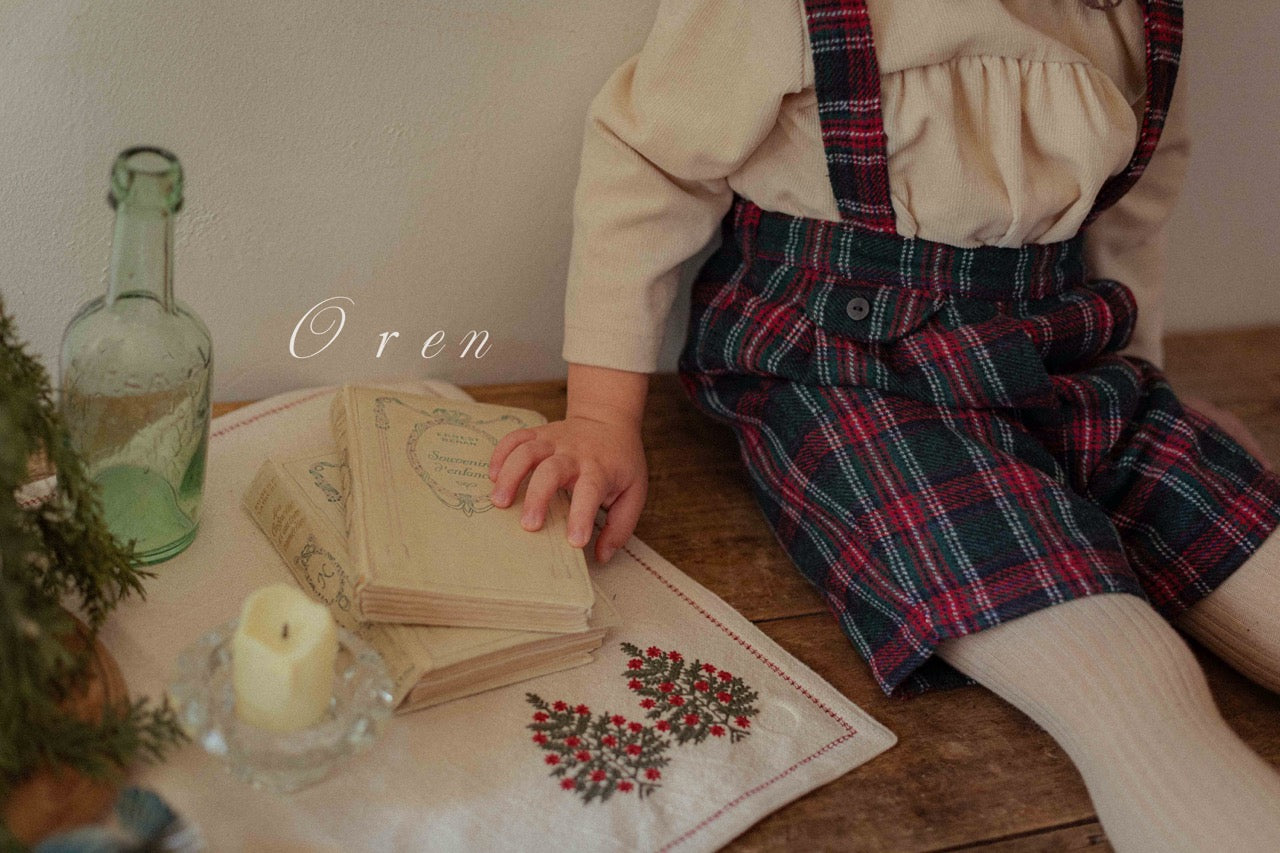 韓國童裝 25秋冬 | OR25505 聖誕款 Eve Check Melange Pants